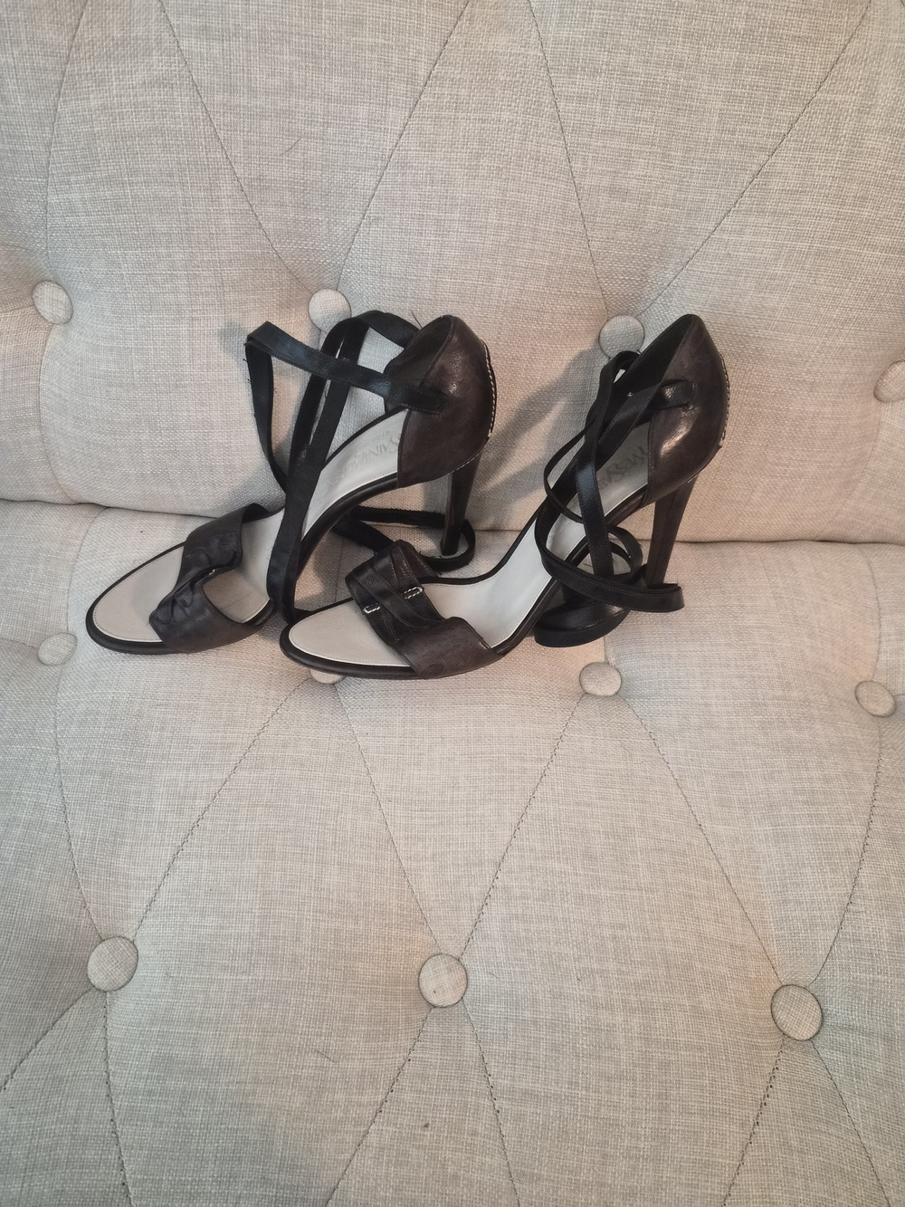 YSL Brown Ankle Strap Heels Size 39.5